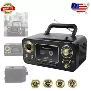 Classic Black Gold Stereo CD Player with AM/FM Radio & Cassette Player - 10.24”