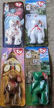 Rare McDonald's Ty Beanie Babies International Bears Set w/ Errors