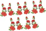 [HAPINARY] 5Pair Red Rose Embroidered Patches DIY Sewing Appliques for Clothing Bags and Home Textiles Durable Embroidery Patches for Decoration