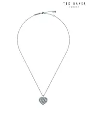 Ted Baker Silver Tone Cherish: Crystal Cluster Heart Locket Pendant Necklace (F08501) | $115