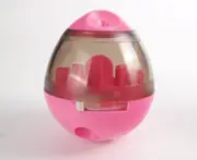 Pet Increase IQ Slow Feeder Interactive Treat Dispensing Ball,Tumbler Design Training Puzzle Shaking Toys for Dogs & Cats-PINK