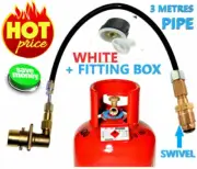 LPG SET SWIVEL POL ADAPTER PROPANE BOTTLE CYLINDER 3 METRES PIPE,WHITE BOX