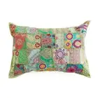 Indian Handmade Boho Patchwork Cushion Vintage Green Throw Pillow Cover 40x60 cm