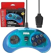 Retro-Bit Official Sega Genesis Controller 6-Button Arcade Pad for Sega Genesis - Original Port (Blue)
