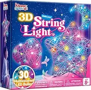Klever Kits 3D String Art Kit for Kids, Light Up String Light Toy with 30 Multi-Colored LED Bulbs, Arts and Crafts Set, Birthday Gifts for Girls and Boys Ages 6-12
