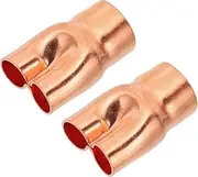 uxcell 7/8" x 1/2" x 1/2" ID Tee Y Type Copper Fitting, 2 Pcs Welding Joint Split Union Intersection for HVAC, Air Conditioning Refrigeration System