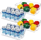 Clear Fridge Organizer Bins, 4-Pack Large Size for Pantry & Cabinet Organization
