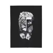 Faith-Inspired Velveteen Plush Blanket with Lion and Cross Design