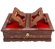 Wooden Holy Book Stand Box for Reading Quran, Geeta, Guru Granth Sahib, Bible