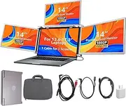 14 Inch Laptop Monitor Extender for 13.6 to 17.3 inch laptops, 1080P IPS Triple Portable Monitor, Triple Screen Laptop Screen Extender Type C Rotatable Laptop Screen Extender for Windows for OS X