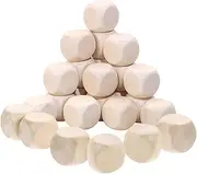 Hellery 25Pcs Wooden Blank Dice Small Blank Multiuse Party Game Collections Educational