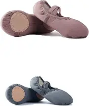 [GJY] Girls Canvas Ballet Slippers Flat Shoes, Lace-Free Dance Shoes, Suitable for Two Pairs of Toddlers (Purple Blue) (Color : 37)