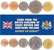8 Coins from United Kingdom | British Coin Set Collection 1 Farthing ½ 1 3 6 Pence 1 2 Shillings 1/2 Crown | 1937-1948 | George VI | Eurasian Wren | Thrift | Three-Masted Ship | Britannia