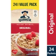 Quaker Instant Oatmeal Value Pack, Original, 24 Packets - Whole Grain Non-GMO