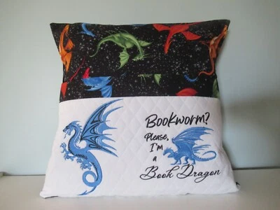 dragons Reading Pillow with book pocket.