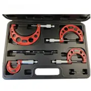 Outside Micrometer Set with Standards Ratchet Stop 0.01mm Graduation 4 Piece Set