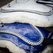 Pony Open-Front Jump Boots Patent Leather White or Royal Blue Sizes S, XS, XXS