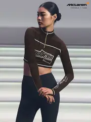 Reiss Chocolate Brown Ultra McLaren F1 Team Half-Zip Crop Top (F09653) | $350