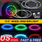 4x17.5'' Double Row LED Wheel Ring Lights Bluetooth Color RGB Rim Lights USA