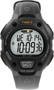 Timex Men's T5E901 Ironman Classic 30 Gray/Black Resin Strap Watch, Black/Gray/O