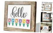 Spring Decor, Wooden Box Signs for Home Decor, Hello Spring Sign, Welcome
