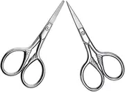VICASKY 2Pcs Stainless Steel Grooming Scissors for Men Precision Eyebrow and Beard Trimmers with Rounded Tips Small Scissors for Eyebrow Shaping and Nose Hair Removal