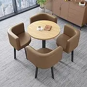 YVYKFZD Office Reception Room Club Table, Simple Coffee Kitchen Dining Table Set, Round Conference Table, Small Conference Room Tables and Chairs Breakfast Bar Save Space(Brown,60cm/23.6")