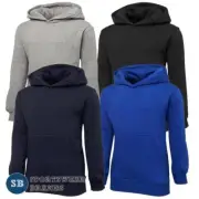 Kids Boys Girls Unisex Plain Fleecy Hoodie Jumper Classic Warm Hooded New 3KFH