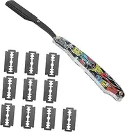 AUTSUPPL Facial Razor Kit Men's Barber Shaver Double Edge Razor Blades Acrylic Handle for Shaving Styling