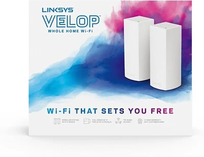 NEW Linksys Velop Tri-Band AC4400 Whole Home WiFi Mesh System - 2-Pack SEALED