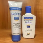 2 Neutrogena SPF 45 Discontinued Sunblock Lotions 4oz -Healthy Defense Oil-Free