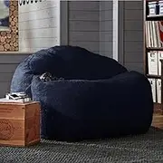 Giant Bean Bag Chair Cover,1/2 Seat Big Bean Bag Sofa Bed Pouf No Filling Stuffed Giant Beanbag Ottoman Relax Lounge Chair Tatami Futon Floor Seat Furniture (Color : Dark Blue, Size : 100cm-cover)