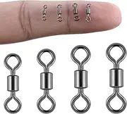 Alwonder 100PCS Micro Swivels for Fly Fishing, Small Rolling Barrel Swivels Fly Fishing Tackles, High Strength Barrel Swivels Hook line Connector with Black Nickel Coating