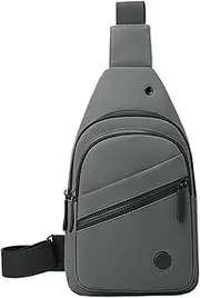 [Generic] Casual Men Chest Bag Solid Color Multi-functional Nylon Crossbody Bag Single Shoulder