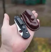 Vertical leather sheath for benchmade 555 mini griptilian knife with belt loop
