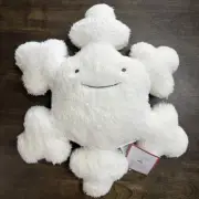 POTTERY BARN KIDS SNOWFLAKE SHAPED SHERPA PILLOW SMILEY FACE EMBROIDERED NEW!