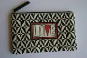 Brighton Tom Clancy Fashionista LOVE Canvas Zip Top Pouch Makeup Accessories ETC