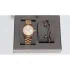 FOSSIL 3 PC SET ROSE GOLD TONE,MULTI FUNCTION,CRYSTAL BRACELET WATCH-BQ3076SET