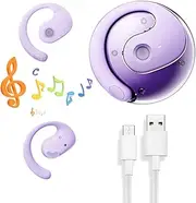 Sonicefit Wireless Hanging Earbuds Bluetooth 5.4 Headphones, Waterproof Bass Stereo Open Earbuds Bluetooth Noise Cancellation Over Earbuds Headsets Wireless Earbuds for Workout,Running (Purple)