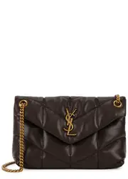 Saint Laurent Lou Puffer Small Leather Shoulder Bag, Shoulder bag - Chocolate One Size