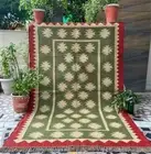 Green Kilim Rug Handmade Wool Jute Moroccan Oriental Rug Vintage Living Room Rug