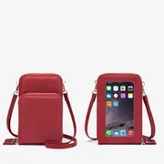 Women PU Leather Touch Screen Phone Bag Purse Crossbody Phone Wallet Bag Pouch Red