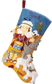 Bucilla Felt Applique 18" Stocking Making Kit, Drummer Boy, Perfect for DIY Arts and Crafts, 89480E