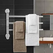 Stainless Steel Towel Rack, 180 °Rotatable Electric Towel Warmer and Drying Rack, Wall Mounted Heated Towel Rail Radiator with 3 Bars, for Bathroom