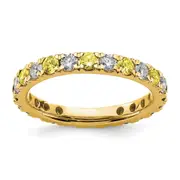 14k Yellow Gold 3/4 Ct. Lab Grown Diamond VS/SI+ G+ and Lab Created Sapphire Eternity Band Ring