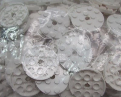 LEGO 50 NEW WHITE PLATES ROUND 4 X 4 PIECES aa
