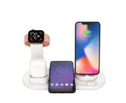 H04 3 In 1 Wireless Charger Rotatable Charging Dock Station for Apple Watch AirPods Micro Usb Phone Type c Phone White