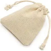 Tignapoo 50Pcs Natural Burlap Bags Linen Pouches Sacks with Drawstring Burlap Jute Bags Reusable Eco-Friendly Small Storage Bag Pockets
