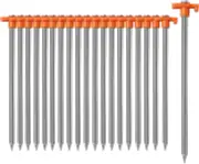 20 Pack Tent Stakes Heavy Duty, 10.25 Inch Yard Stakes Non-Rust Metal Tent Pegs