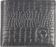 [Badgery Belts] Veg-Tanned Kangaroo Leather RFID Wallet (Croc Print) (Black Croc Print)